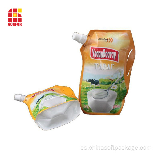 Bolsa de caño de pie para envasado de productos lácteos
